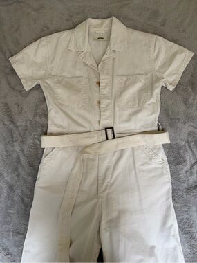 Buck Mason Natural Short-Sleeve Utility Jumpsuit with Belt